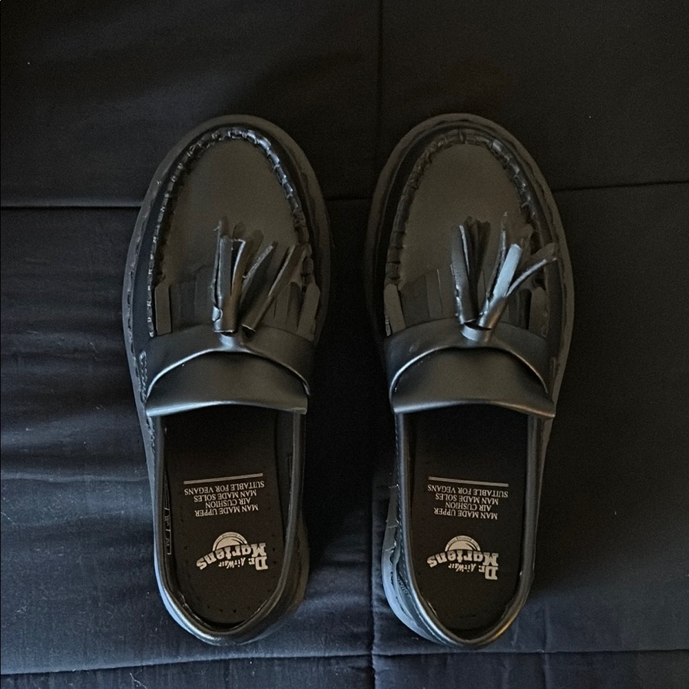 New Dr. Martens Black Platform Tassel Loafers
